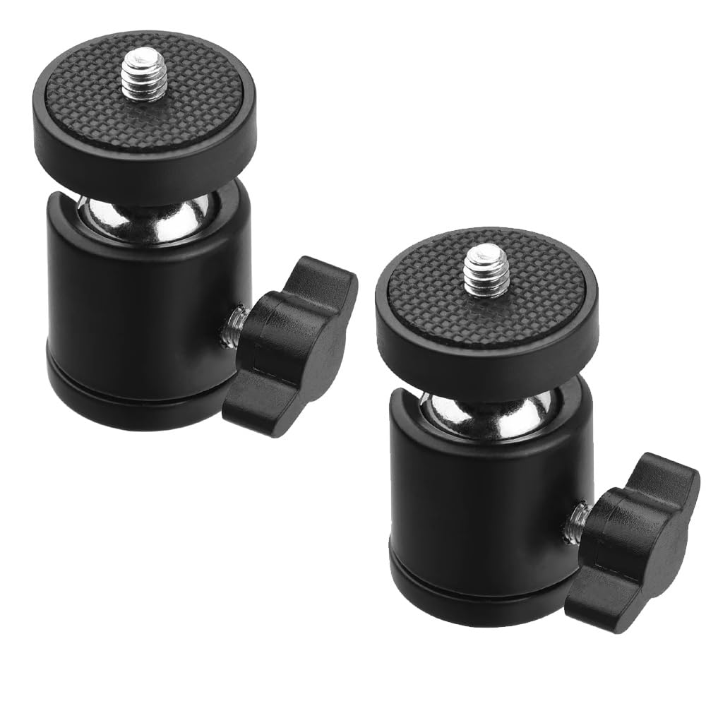 BROLAVIYA 2 Pack Ball Head, 360 Degree Aluminum Alloy Rotating Swivel Tripod Ball Head with 1/4" Screw Thread Head for Cameras, Camcorders, Smart Phone, Gopro, LED Video Light-image-24