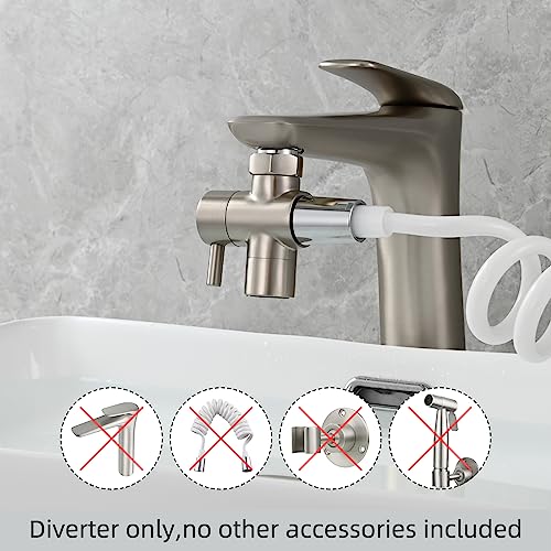 Tecmolog Sink Diverter Brass Faucet Diverter Valve 22mm 3 Way Faucet Splitter for Bathroom and Kitchen Faucet Brushed Nickel, SBA021CNA - Image 2