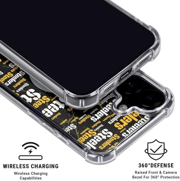 Skinit Clear Phone Case Compatible with iPhone 17 - Officially Licensed NFL Pittsburgh Steelers Black Blast Design