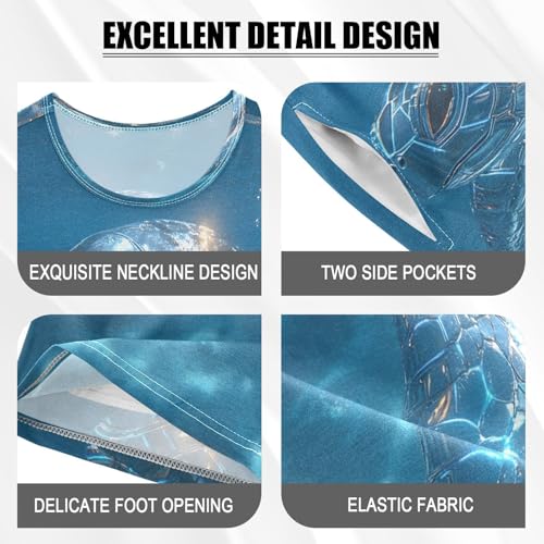 ALAZA Sea Turtle Swimming Blue Pajamas Set Short Sleeve Cotton Sleepwear Summer Pjs 2 Piece 5-14Y4