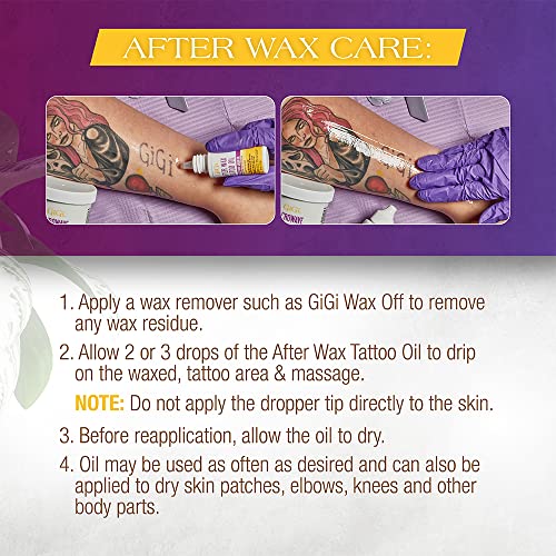 Image of Gigi Microwave Tattoo Hard Wax Kit - Hair Removal Wax for Sensitive Skin & Tattoos, Includes After Wax Oil & Applicators, 1 Pack