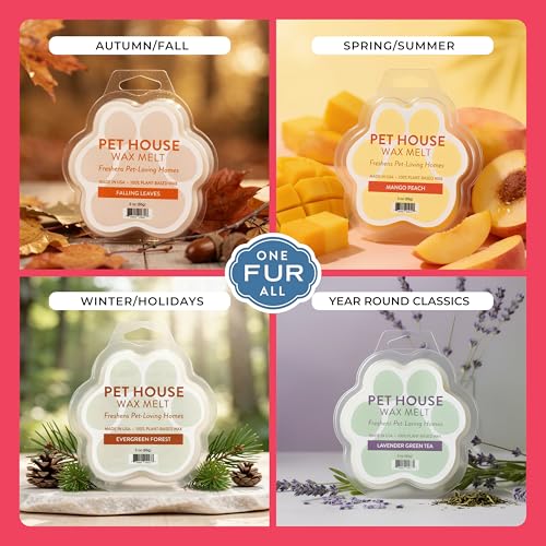 Image of One Fur All Pet House Spring and Summer Wax Melts for Pet Odor, Natural, Plant Based Soy Wax Melts, Long Lasting Fragrance for Fresh Smelling Homes, Fresh Cut Roses