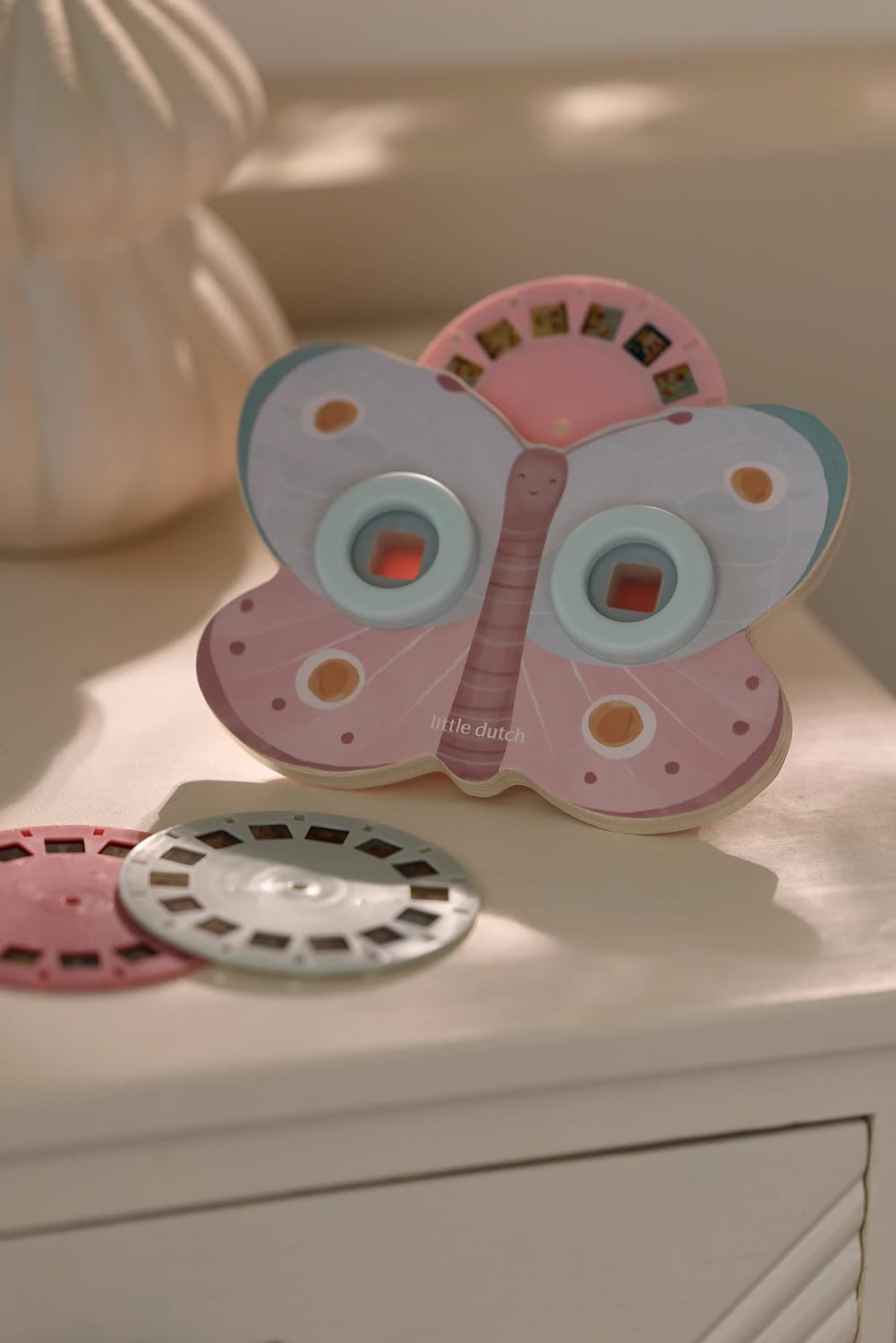 Little Dutch Dia View Finder Conteur d'histoires en bois pour filles à partir de 3 ans Motif papillon