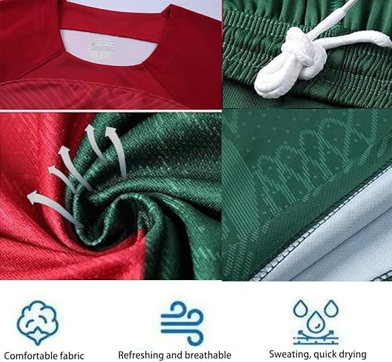 Soccer Jersey, 2022 Football Jersey, T-Shirt Boys Girls Kids Youth Jersey Socks Soccer Shirt Kit Set (US, Numeric, 28, Regular, Red)