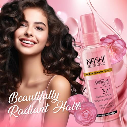 Image of Nashi Professional Hair Rejuvenate Serum 100ml, Camellia Seed Oil Hair Serum for Frizzy Hair, Silky Touch Hair Serum for Curly Hair and All Hair Types