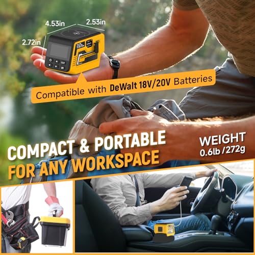 Image of Kzreect 300W Adjustable 2-30V Voltage Regulator Compatible with Dewalt 20V | 300W XT60 Output, 140W USB-C PD3.1, LCD Display & 15W Wireless Charging (Battery Not Included)