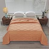 Highdi Leicht Dünn Sommer Bettdecke, Einfarbig Sommerdecke Weich & Atmungsaktive Bettdecke, Mikrofaser Tagesdecke für Sofaüberwurf, Einzel Doppel (Orange Kariert,150x200cm)