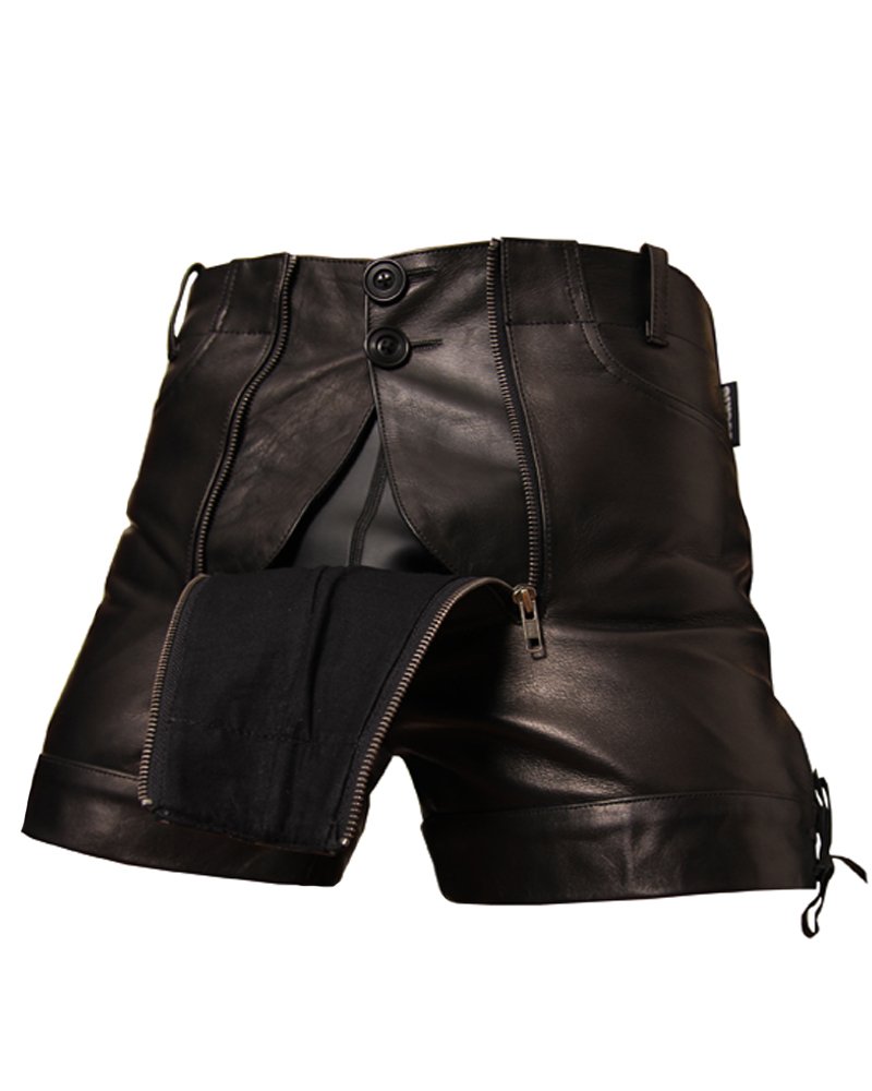 Bockle® 1991 Pants Pantalones de Cuero Cortos Negro, Size: W34/L30
