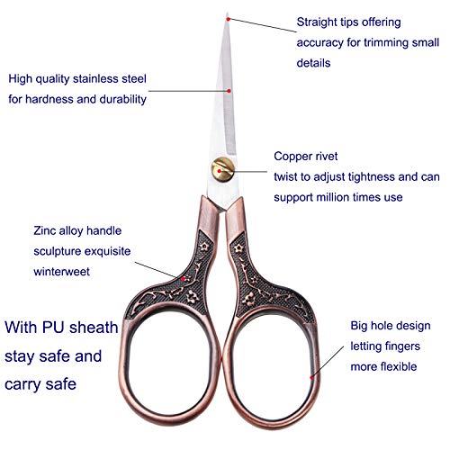 Small Sharp Scissors for Hair Cutting, Beard, Eyebrow, Nose, Facial Hair, Beauty | Sewing Trimming Scissors for Embroidery, Yarn Fabric, Thread, Craft & Crochet