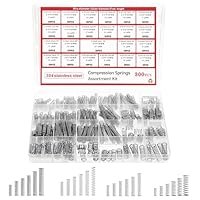 300-teilig Edelstahl Druckfedern Set, 23 Größen Federn Metall Spannfeder, 304 Edelstahl Kleine Federn Spiralfedern, Druckfedern Sortiment für Reparaturen zu Hause und mechanische Projekte