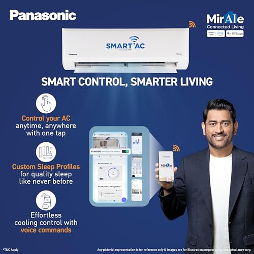 Image of Panasonic 1.0 Ton 5 Star, New Star rated, Premium WiFi Inverter Smart Split AC (DustBuster Tech, Matter Enabled, AI, Higher Airflow, Copper Cond., 8in1 Convertible,4-Way,PM0.1 Filter,CS /CU-NU12BKY5W,White)