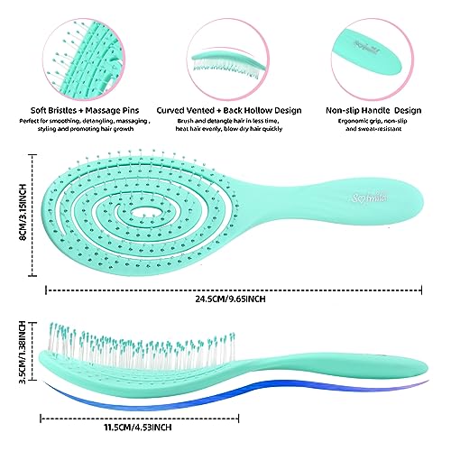 Hair Brush, 2 Pcs Detangling Brush 100% Bio-Friendly Detangler Brush with Soft Bristles for Curly, Straight, Black Natural, Women, Men, Kids Wet and Dry Hair, Glide Through Tangles Knots with Ease - Image 4