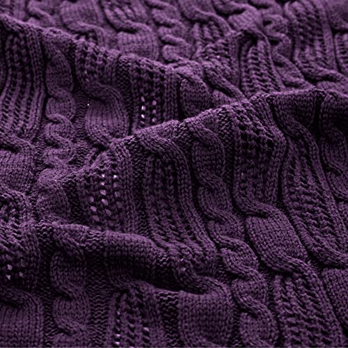 Aormenzy Cable Knit Throw Blankets 50 x 60 Inches, Soft Cozy and Lightweight Knitted Blanket, Machine Washable Acrylic Blanket, Decorative Throw Blanket for Couch Sofa Bed, Dark Purple by Aormenzy - Image 6