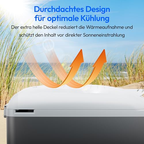 MEDION Kühlbox 2in1 Kühlen und Wärmen (16 Liter, mobile elektrische Auto Kühlbox, Thermo-elektrisch, Mini Kühlschrank, 2in1 Anschluss 230V & 12V, Tragegurt, für Urlaub, Camping und Reisen, MD13100)