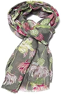 LilyRosa® Thistle & Bird Print Grey Scarf Colourful Oversize Ladies Scarfs