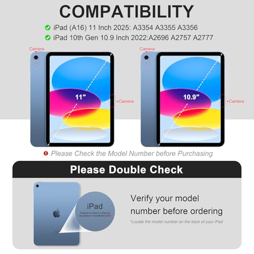 Supveco Case for iPad (A16) 11-inch 2025 and iPad 10th/11th Generation 10.9 Inch 2022,Smart Magnetic Folio Stand Cover with Pencil Holder,and Auto Sleep/Wake,Book Black by Supveco - Image 2