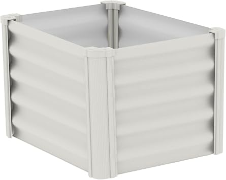 The Organic Garden Co Planter-Raised-beds, Galvenized Steel, Surfmist White, 2'x1' Rectangle