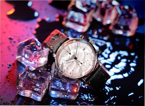 Image of FEICE Men's Watches Ultra Thin Analog Quartz Watch Stainless Steel Luminous Dual Time Casual Watches for Men with Leather Bands Calendar -FS021