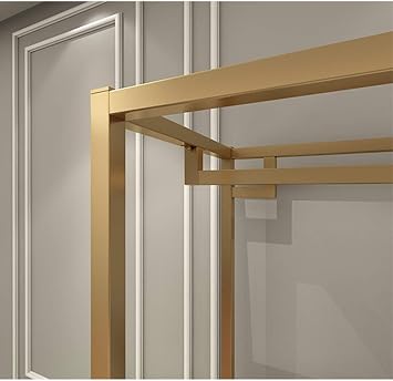 HOMEKAYT Gold Clothing Racks with Shelves, Weeding Dress Retail Clothes Rack,Freestanding Rack, Shoes Bags Clothes Organizer Garment Rack (59 L)