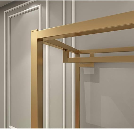 HOMEKAYT Gold Clothing Racks with Shelves, Weeding Dress Retail Clothes Rack,Freestanding Rack, Shoes Bags Clothes Organizer Garment Rack (59 L)