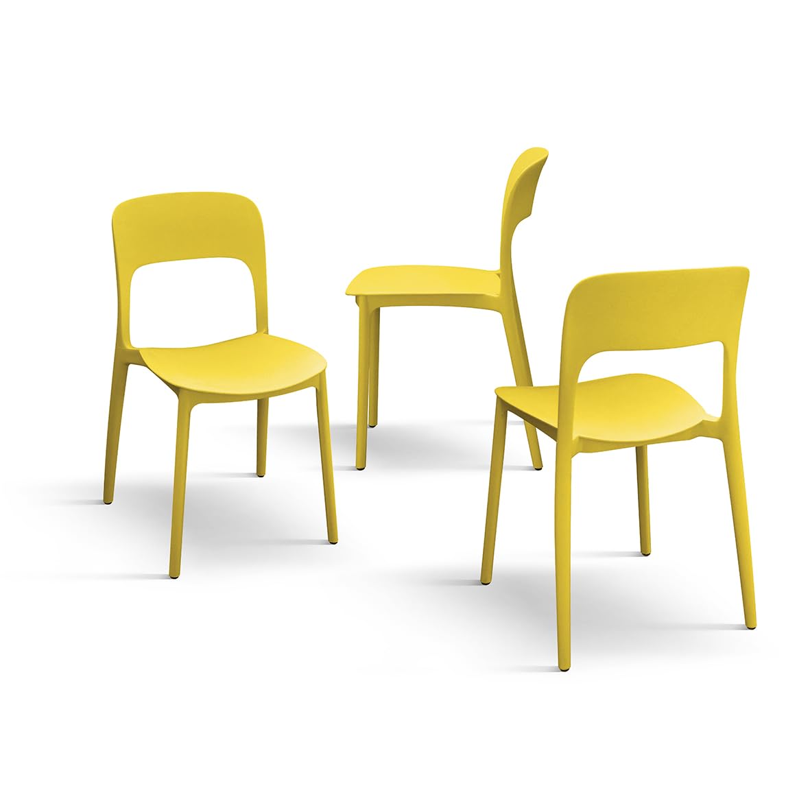 PAZZO Design Silla Luana, Juego de 4 Sillas de Polipropileno,Amarillo - ID_1951