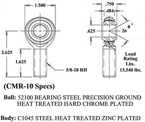 QSC 5/8 X 5/8-18 Economy 4-Link Rod End Kit with 5/8 Aluminum Cone Spacers & Bungs .095 Wall, Rod End, Heim Joint