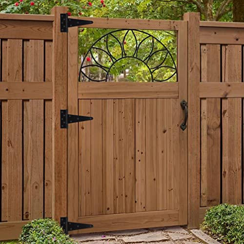 8" T-Strap Door Hinges Heavy Duty Tee Shed Gate Hinges Black Wrought Hardware Rustproof For Gate,Barn Door Gates,Wooden Fences,Yard Door(8 Inch, 4 Pcs) #TOP6