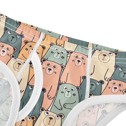 Boys' Underwear Cotton Little Boys Vintage Bear Briefs Soft Toddler Underwear 2T-8Y4