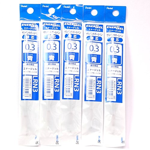 Pentel 0.3 MM�u���[�C���NRefill ( xlrn3-c�j�Afor EnerGel Retract�{�[���y���y��( bln73-c�j�A× 5�p�b�N/���v5��( Japan Import ) [�I���W�i��komainu-dou�p�b�P�[�W]