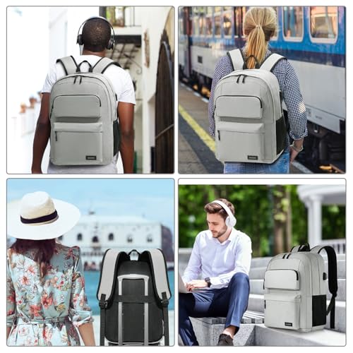 School Backpack for Teen Boys and Girls, Travle Laptop Backpack for men and women, Carry-on Lightweight Casual Bookbag with USB Charging Port Fit 17.3 Inch Laptop, Grey by BIKROD - Image 5