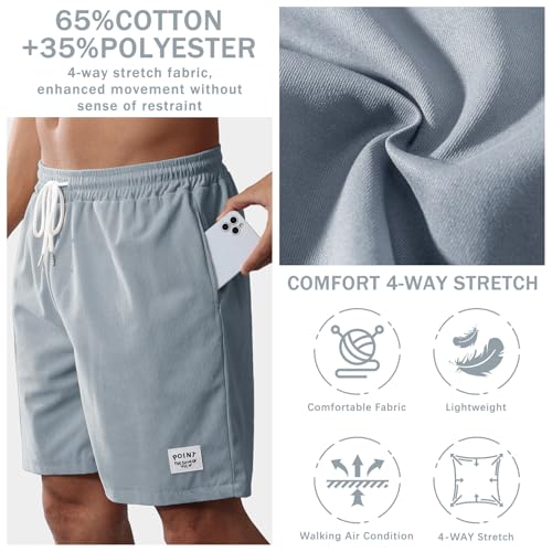 Image of Mens Corduroy Shorts Cotton Blend Lightweight Soft Summer Shorts Elastic Waist Beach Casual Short for Men with Pockets