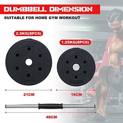 GYMAX 30KG Dumbbells Set, Adjustable Dumbbell Barbell Set with Connecting Rod, Body Workout Weight Lifting Training Equipment for Home Gym
