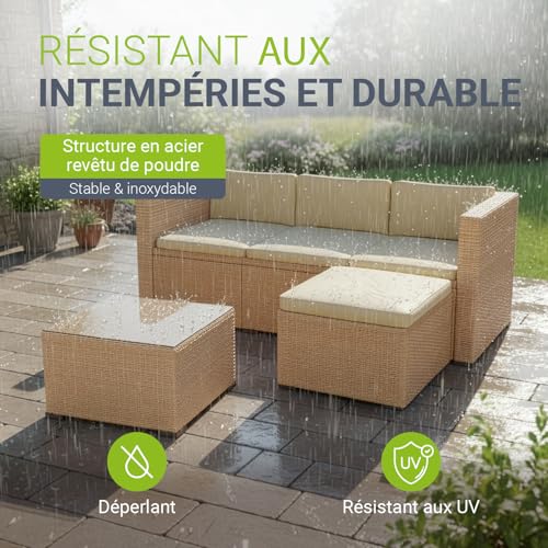 Salon de jardin Punta Cana 3 pcs polyrotin Juskys Groupe GmbH