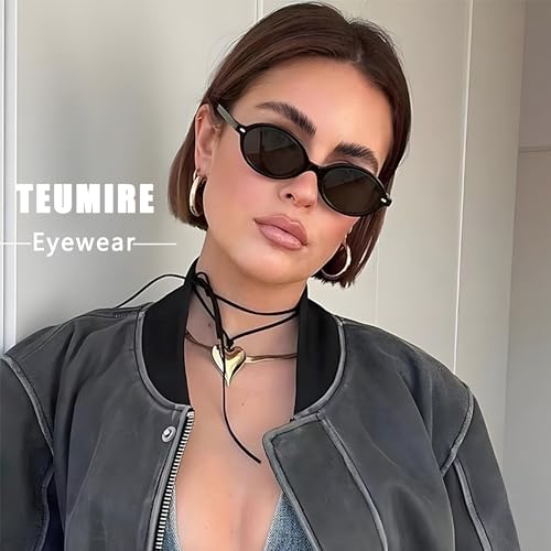 Retro Oval Sunglasses for Women Men Ultralight Small Round Black Sun Glasses 90s Sunnies UV 400 Shades2
