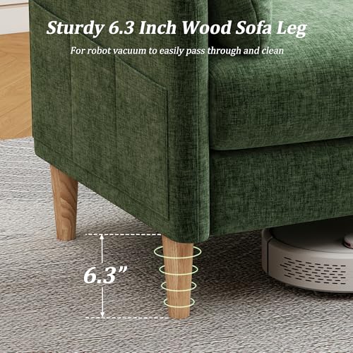 Image of Hanherry Loveseat Sofa, 62.6 inch Small Couch for Living Room, Comfy Chenille Fabric Love Seat for Bedroom with Throw Pillow,Removable Cushion Cover,Couches for Small Space,Apartment,Dorm