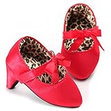 Newborn Baby Girls Shoes Bowknot Soft Sole Crib Shoes (0-6 M, Red)