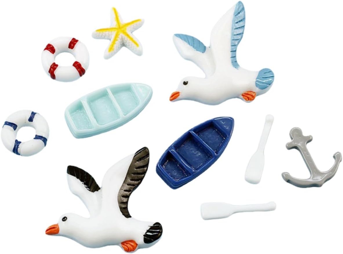 POPETPOP 1set Artistic Resin Sailboat Decor Miniature Nautical Ornaments for Boys and Girls Room Cabinet and Home Decoration Mediterranean Style Sea-Inspired Accessories Random Seagull