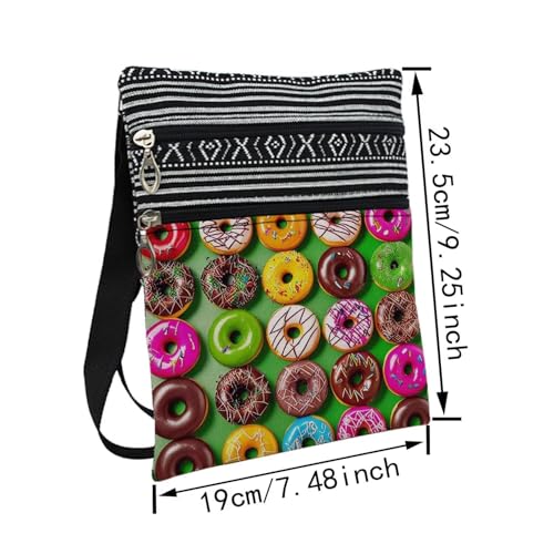 Colorful Donuts Messenger Bag Small Ethnic Pattern Printed Adjustable Strap Crossbody Zipper Pouch Colorful Donuts Phone Organizer Wallet Cute Shoulder Handbag for Women-22