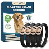Flea and Tick Collar for Dogs 4 Pack, 32 Months Prevention, Waterproof, Adjustable for Small Medium Large Dogs Puppies (Black)