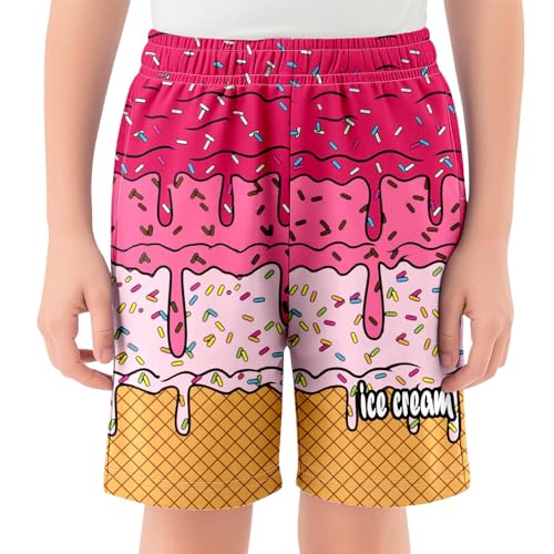 Ice Cream Shorts Toddler Baseball Short Boys Girls Summer Cute Preppy Casual Elastic Waist Short-Pants with Pockets 2-14Years3