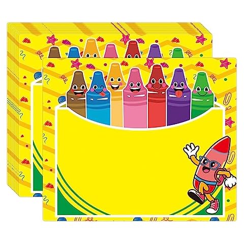 104 Pcs Crayon Name Tags Colorful Self Adhesive Name Tags Labels Customizable Name Tags Sticker for Classroom Field Trips Open House Conferences Cover