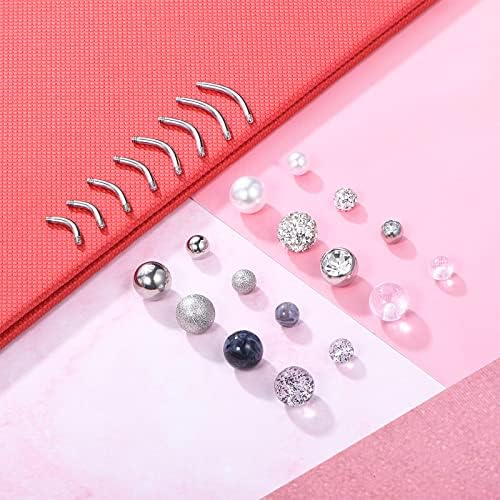 3-5pcs Piercing Nombril 14G 10mm Acier Inox 316L - Rose Violet CZ Cœur Papillon