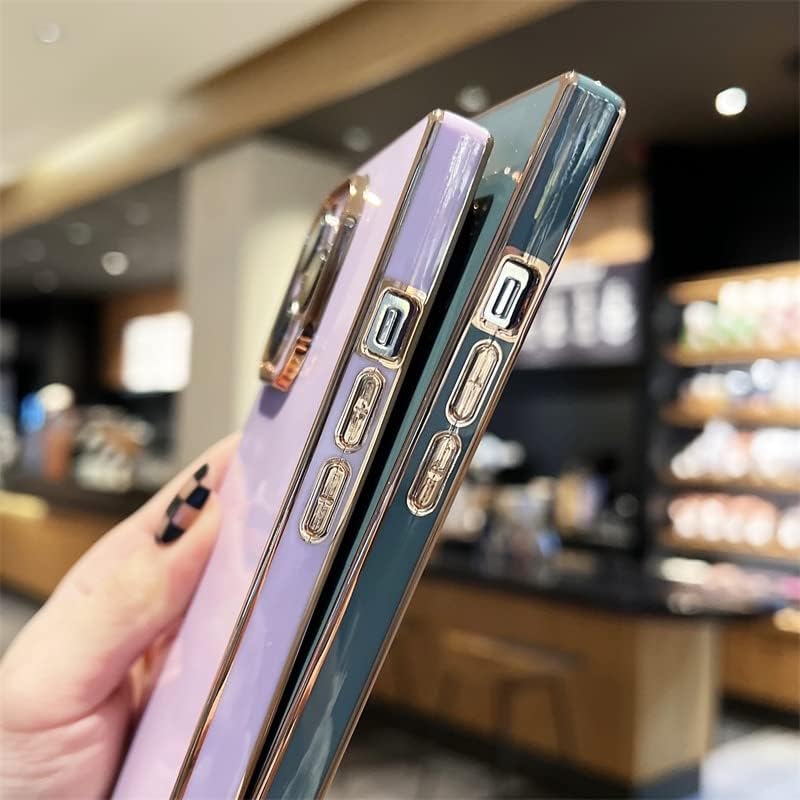 Miniatura 6 de DAHAOGUO Funda cuadrada para iPhone 12 Pro, borde dorado, verde, TPU suave, anticaídas, antiarañazos, absorción de golpes, funda protectora