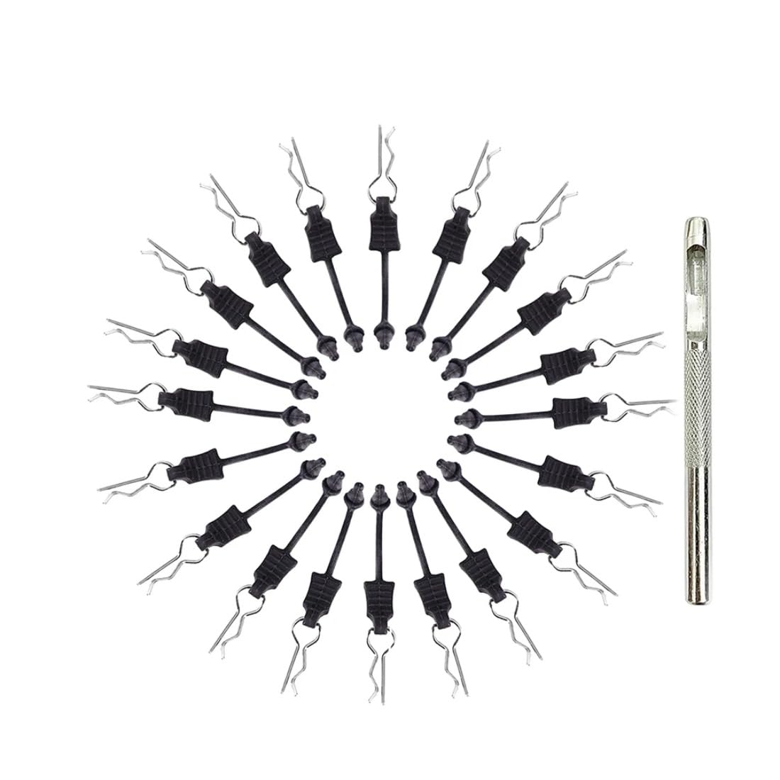 RWLZLB RC Cars Rubber Body Clips with Flexible Rubber Retainer Pull Tabs, Shell Fixed Buckle Lock with Shell Hole Opener Kit for Wltoys Hyper Go HAIBOXING HBX SCY 1/12 1/14 1/16 RC Car (20pcs)