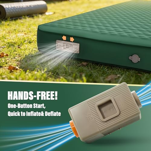 Image of Self Inflating Sleeping Pad with Electric Pump for Adults - 4 inch Ultra-Thick Memory Foam Camping Mattress, Portable Outdoor Air Camp Mat Gear for Tent Car Cot Travel Hiking Backpacking (Green)