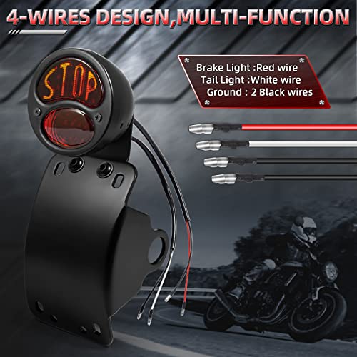 Amazicha LED Tail Light With License Plate Bracket – 3/4 Inch Axle Hole, Fits Harley, Honda, Yamaha & More - View #12