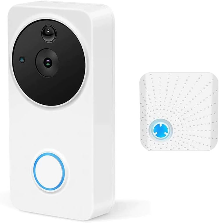 Wireless Video Doorbell 2.4Ghz Wi-Fi Enabled, Smart Home Door Bell 1080P Security Camera with Motion Detection, Real-Time Two-Way Video Intercom, Night Vision, Supports SD Card, with Chime and Battery