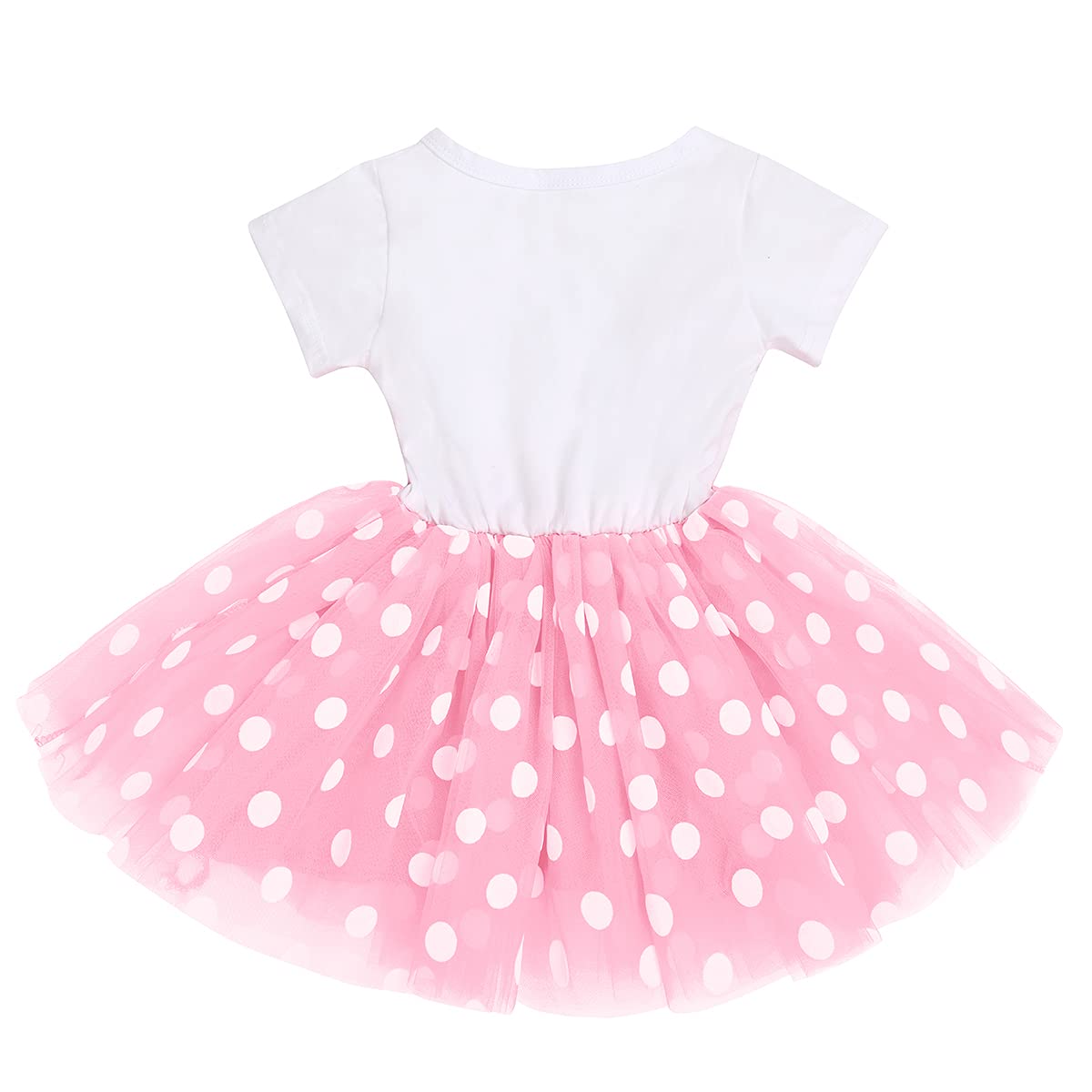 Toddler Baby Girls My 2nd Birthday Outfits Polka Dot Cake Smash Dress Two Years Old Short Sleeve Romper Shirt Ruffle Shiny Sequin Bow Tulle Tutu Skirt Letter Print Bodysuit 2PCS Clothes Set Pink 2nd 2
