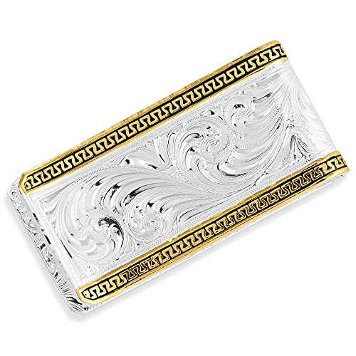 Image of Montana Silversmiths Made in the USA Western Lifestyle Money Clip (Two-Tone Carved Longhorn)