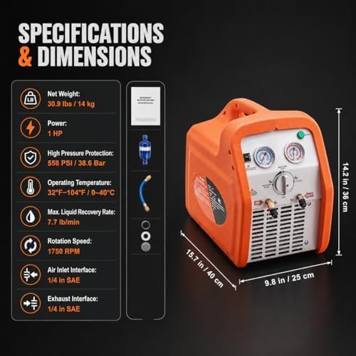 Unidad de recuperación de refrigerante de doble cilindro.Herramienta de reparación de CA de alta velocidad para HVAC automotriz.Sistema de extracto líquido de vapor portátil con protección segura auto